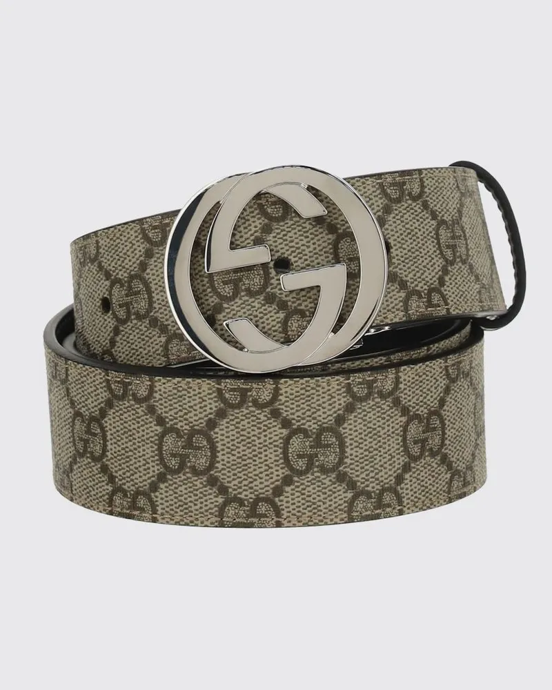Gucci Wendegürtel aus beschichtetem GG Supreme Stoff Braun