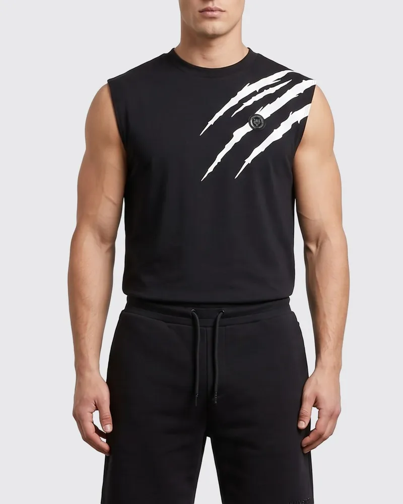 Philipp Plein Bedrucktes Baumwoll-Tanktop Schwarz