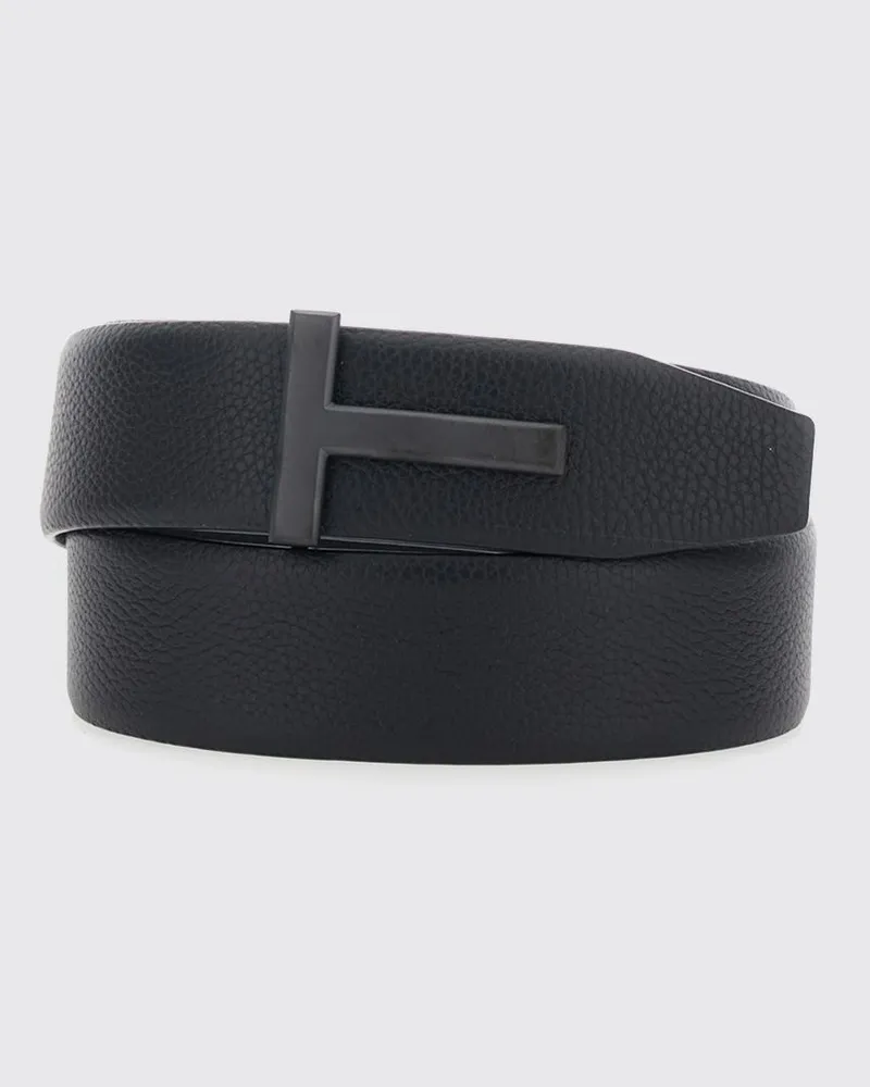 Tom Ford Wendegürtel aus genarbtem Leder mit Monogramm-Schnalle Schwarz