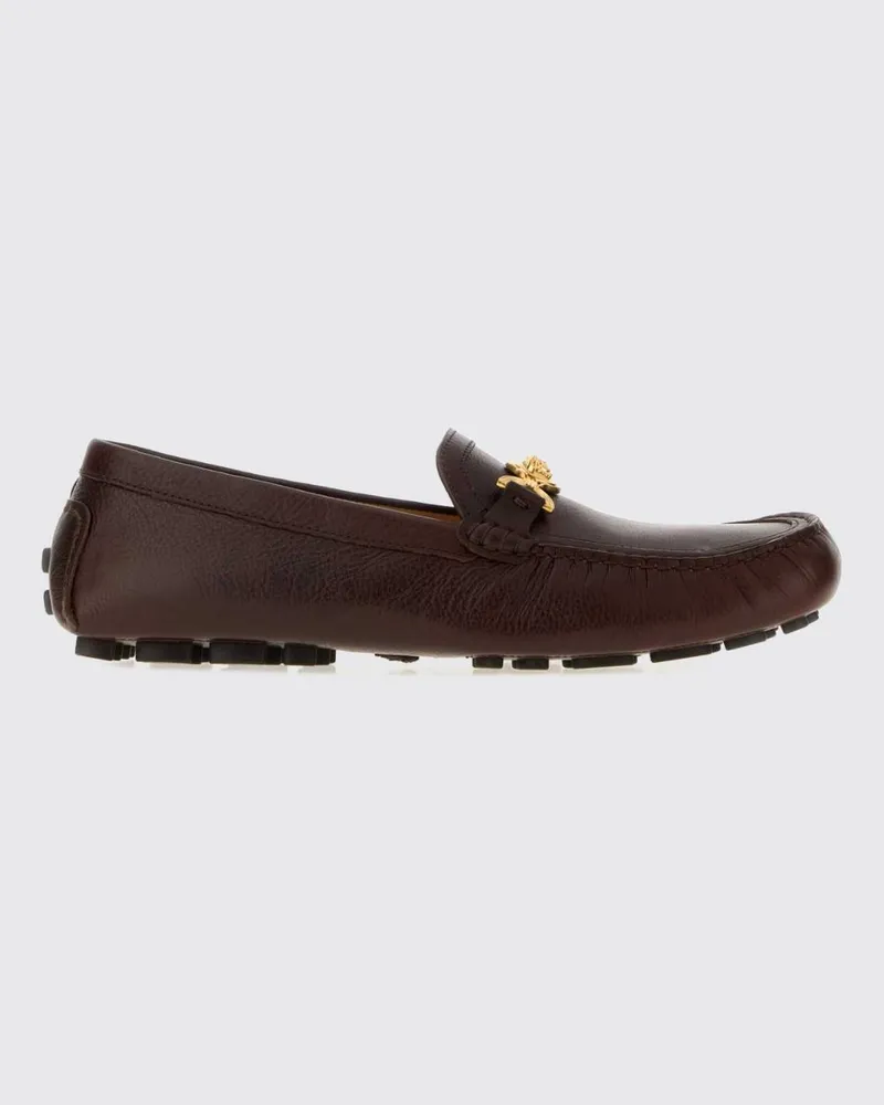 Versace Driver-Loafer aus Kalbsleder mit Medusa-Plakette Kaffee