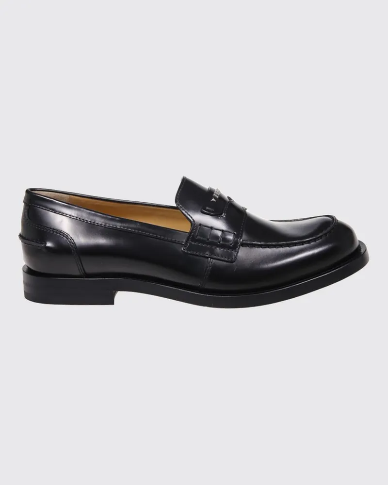 Fendi Ateneo Penny-Loafer aus gebürstetem Kalbsleder von mit runder Kappe Schwarz
