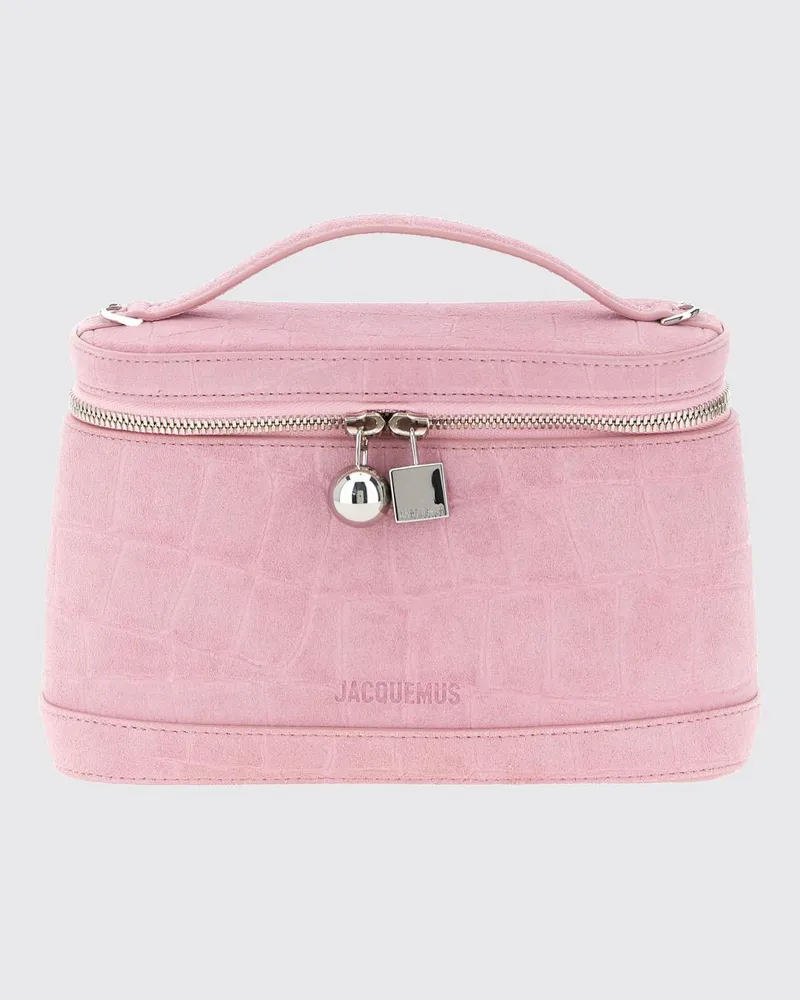 Jacquemus Le Petit Vanity Mini-Tasche aus Nubukleder mit Kroko-Effekt von Pink