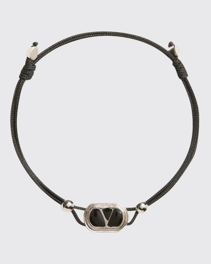 Valentino Garavani VLogo Signature Baumwollarmband mit Kordelzugverschluss Schwarz