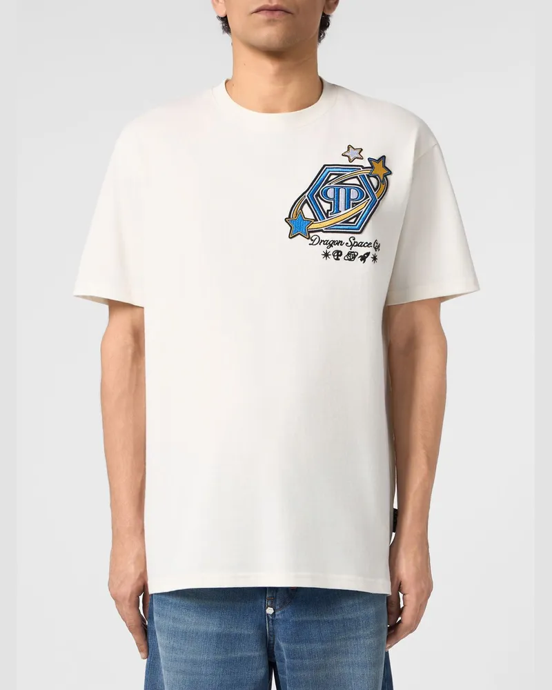 Philipp Plein Baumwoll-T-Shirt von mit kontrastierendem Hexagon-Logo-Druck Weiß