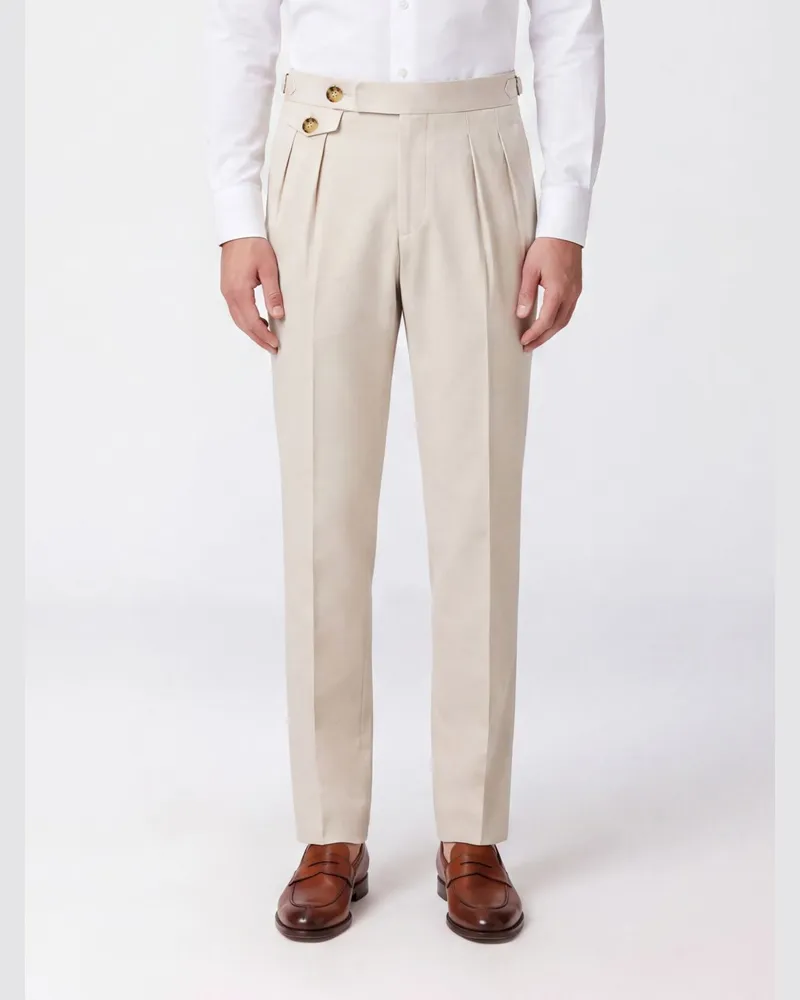 Brunello Cucinelli Slim-Fit Chino-Hose mit Bundfalten aus Baumwolle Ice
