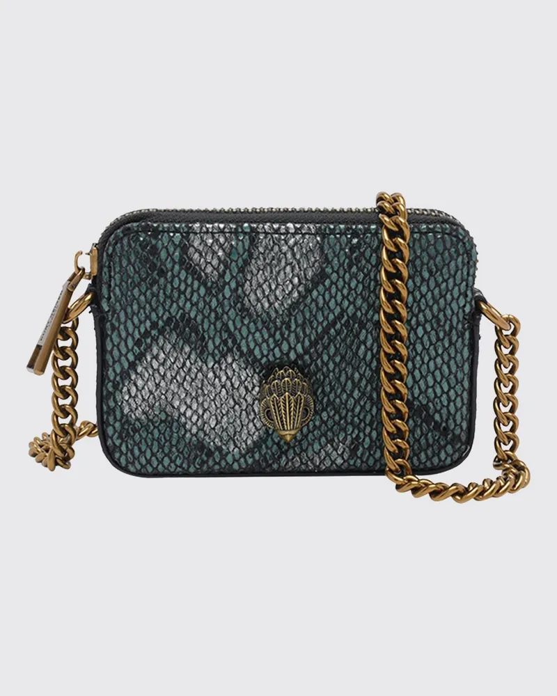 Kurt Geiger Kensington Mini-Kameratasche mit Python-Print und Kettenriemen Grün