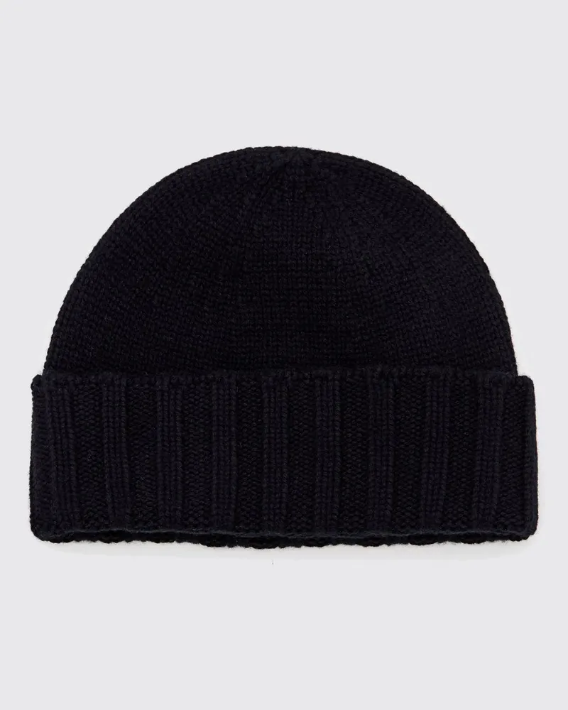 Drumohr  Beanie-Mütze aus 100% Kaschmir mit Umschlag Schwarz