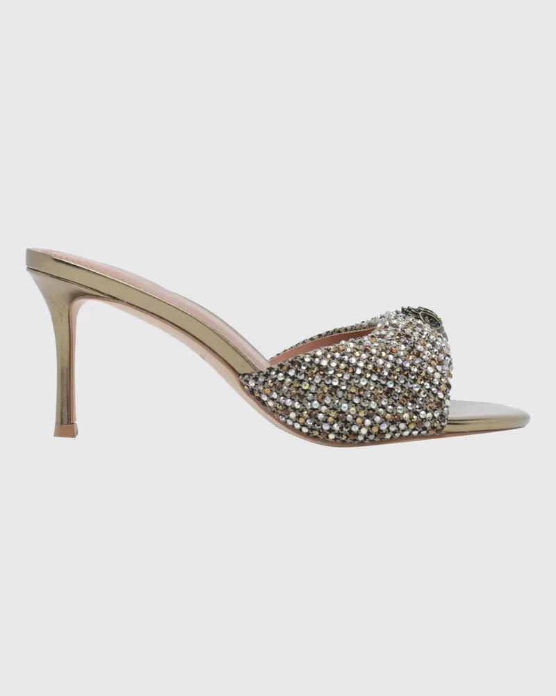 Kurt Geiger Oxford Mules aus laminiertem Leder mit Strass und mittlerem Absatz Beige