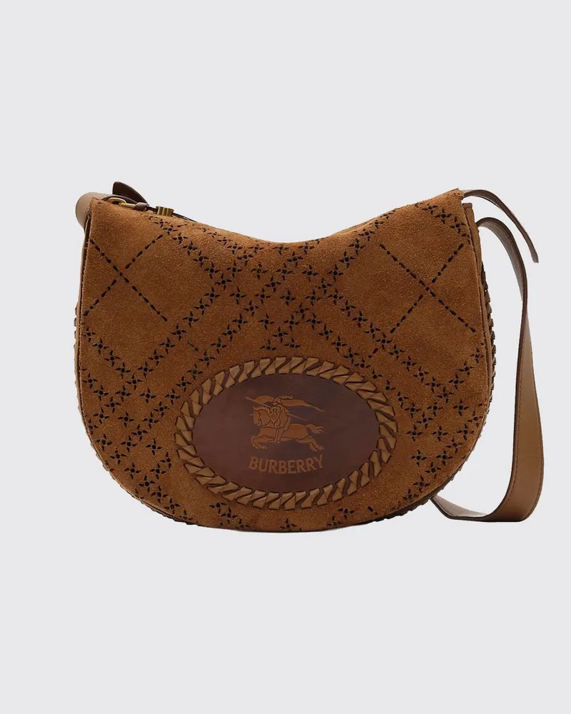 Burberry Tavistock Umhängetasche aus Wildleder mit perforiertem EKD-Logo Haselnuss