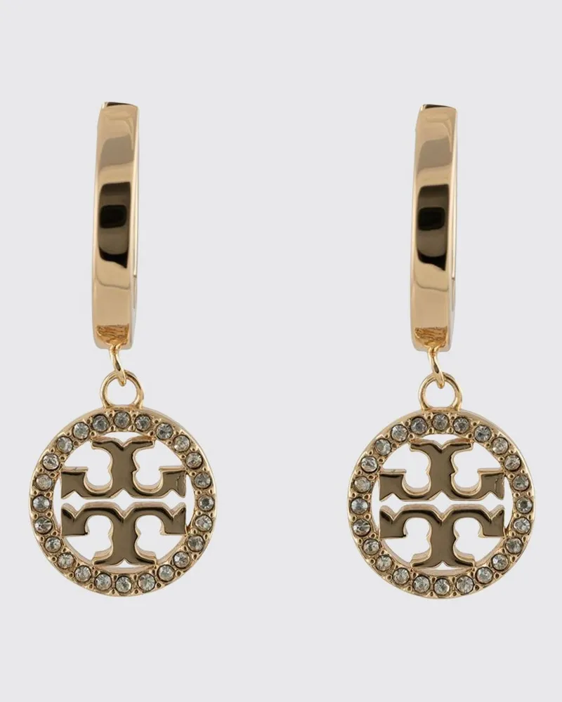 Tory Burch Icon Hängeohrringe als Creolen mit Double T-Logo und Strass Gold