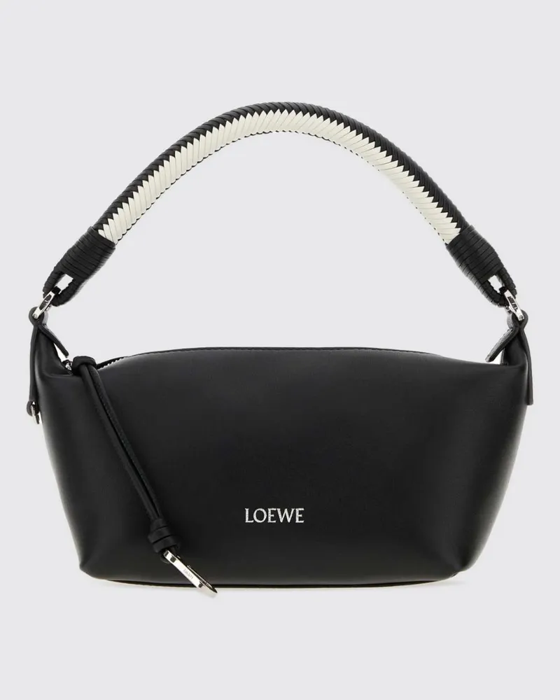 Loewe Cala Handtasche aus Lammleder mit geflochtenem Griff und Charm Schwarz