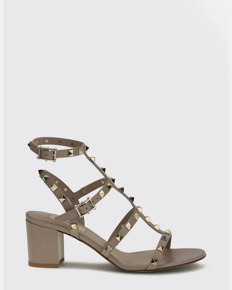 Valentino Garavani Rockstud T-Strap Sandalen mit mittlerem Absatz aus Kalbsleder Pink