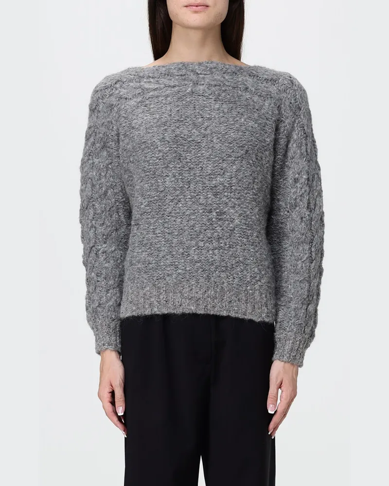 Isabel Marant Pullover mit überschnittenen Schultern aus Schurwolle mit Rundhalsausschnitt Grau