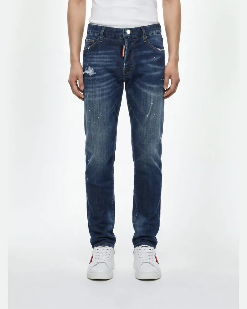 Dsquared2 Distressed-Denim-Jeans Teddy im Straight-Fit Navy