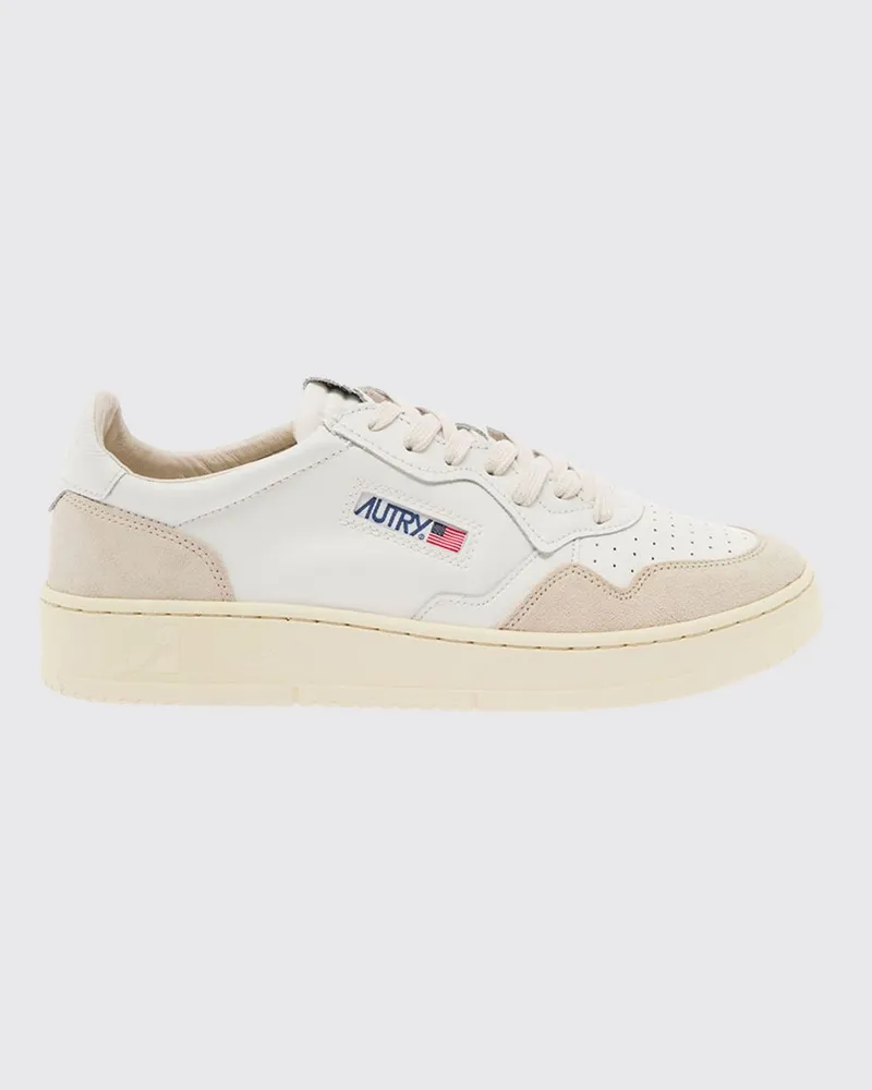 AUTRY Medalist Low Top Sneakers aus zweifarbigem Leder und Wildleder Ecru
