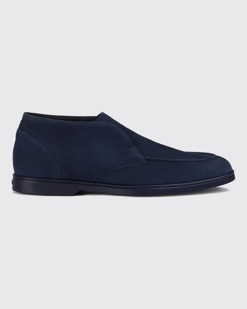 Doucal´s Chukka-Boots aus Kalbsveloursleder mit erhabener Mokassin-Naht Blau