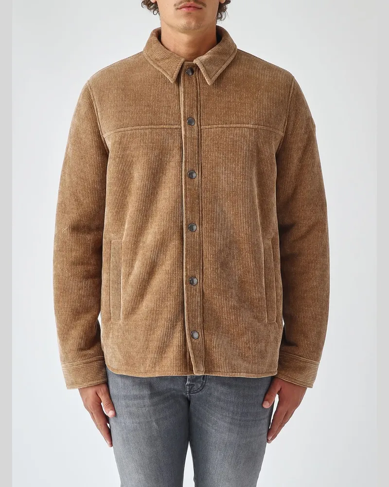 Colmar Einreihiges Samt-Overshirt mit klassischem Kragen und Knopfverschluss Camel