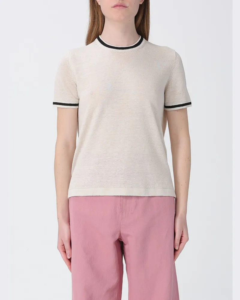 Max Mara Max Mara Gestreiftes Rundhals-Strickoberteil Weiß