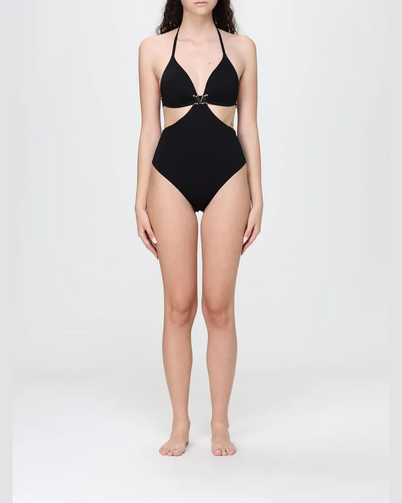 Max Mara Trikini-Badeanzug aus Stretch-Polyamid mit Herzausschnitt Schwarz