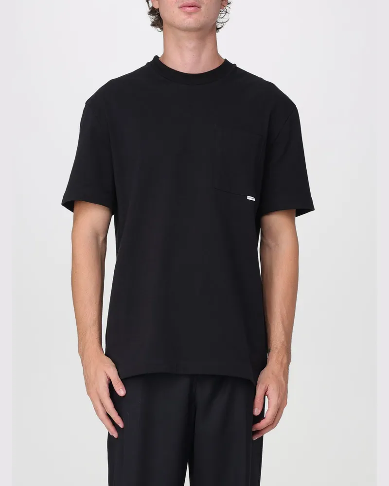 Jil Sander Kurzärmeliges Baumwoll-T-Shirt von mit aufgesetzter Tasche Schwarz