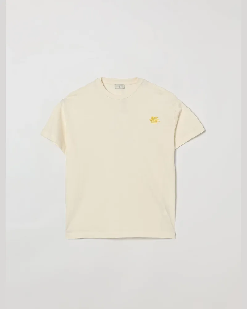 Etro Mini Pegaso Logo Baumwoll-T-Shirt Weiß