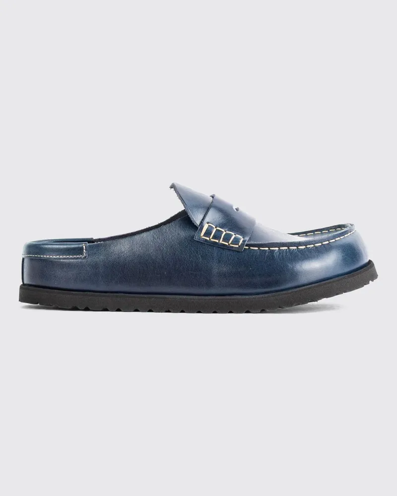 Birkenstock 1774 Naples Mules aus Leder mit Riegel und runder Spitze Navy