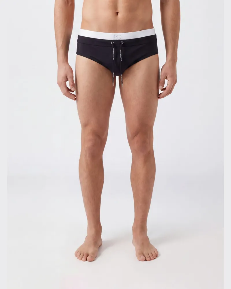 Dolce & Gabbana DOLCE  GABBANA Badeslip von Dolce & Gabbana aus Nylon mit elastischem Kordelzugbund Schwarz