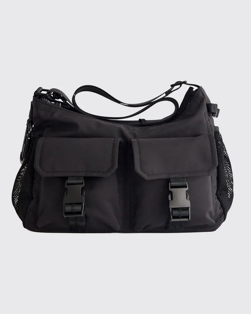 A.P.C. Utility-Schultertasche aus Nylon mit verstellbarem Riemen und Karabinerhaken Schwarz