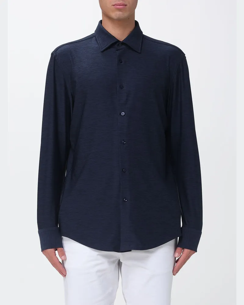 HUGO BOSS Slim-Fit-Hemd aus Jersey mit langen Ärmeln und französischem Kragen Blau