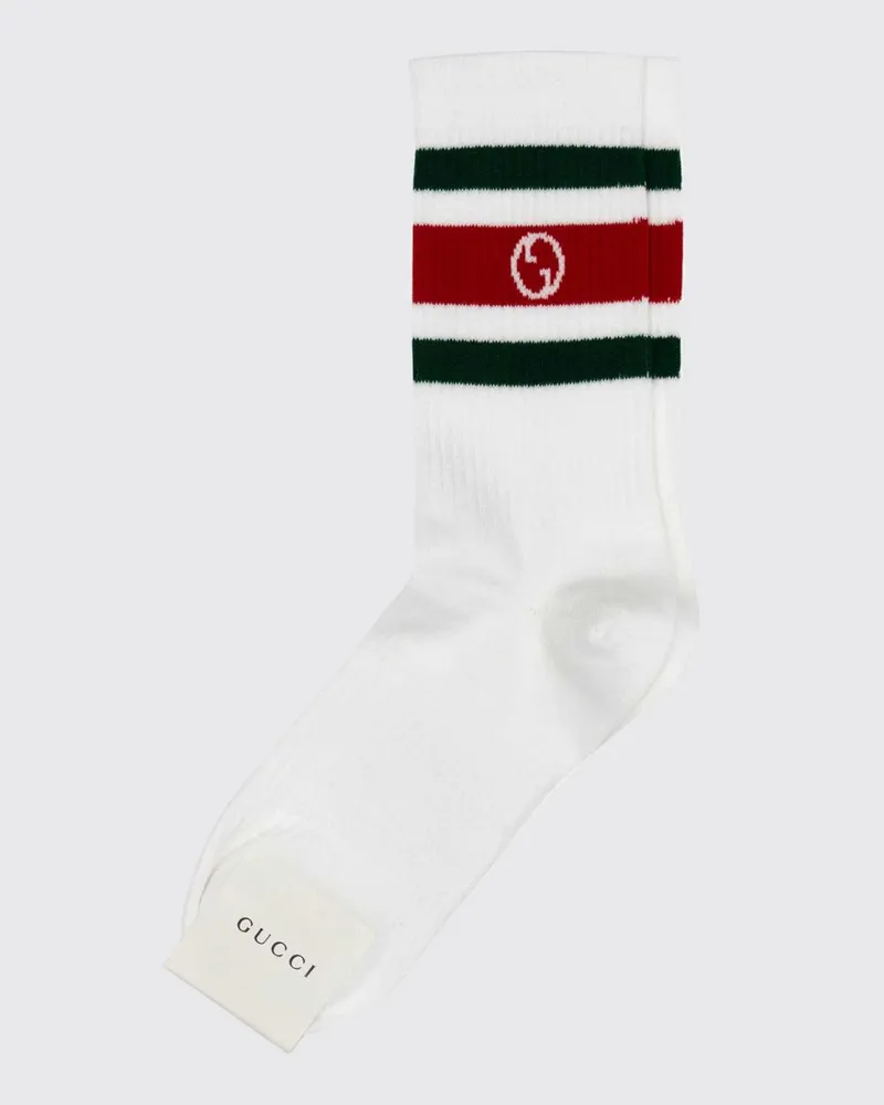 Gucci Gestreifte Socken aus Baumwollmischung mit GG-Monogramm Rot