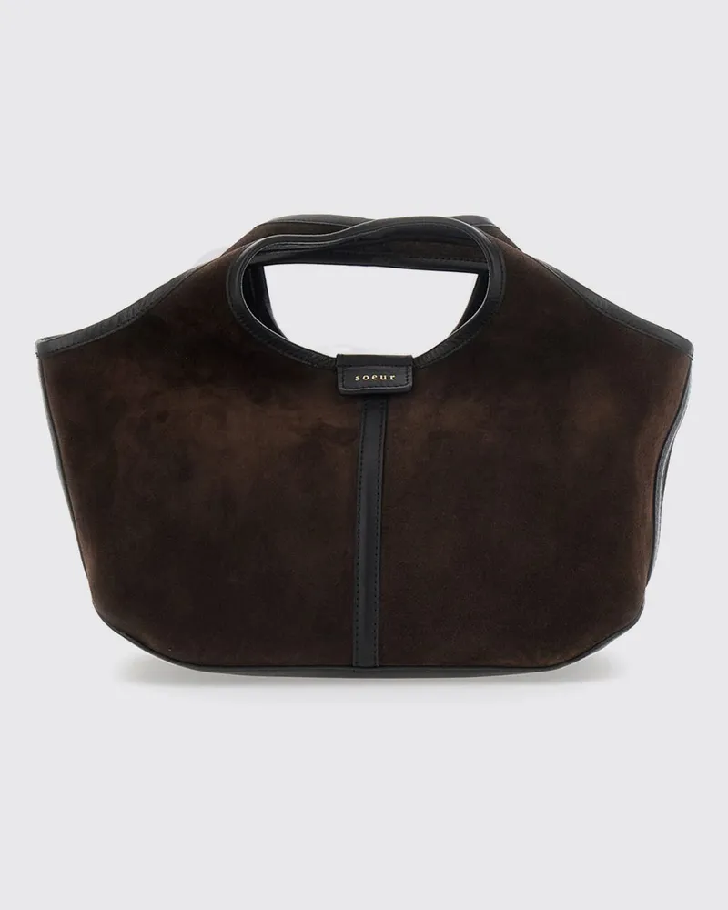 Soeur Handtasche Douce aus Veloursleder mit Doppelgriff Braun