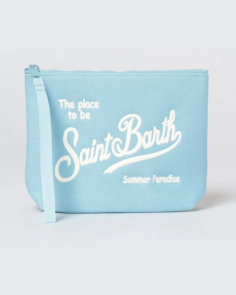MC2 Saint Barth Aline Clutch aus Baumwoll-Mischgewebe Hellblau