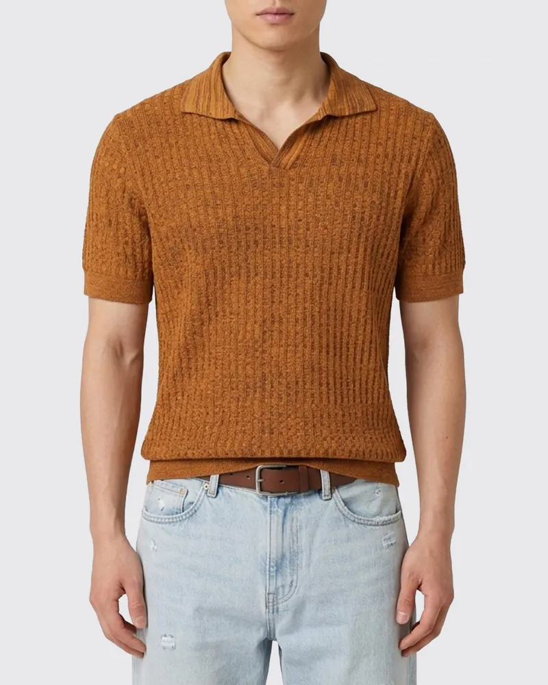 Roberto Collina Polo herren Ocker