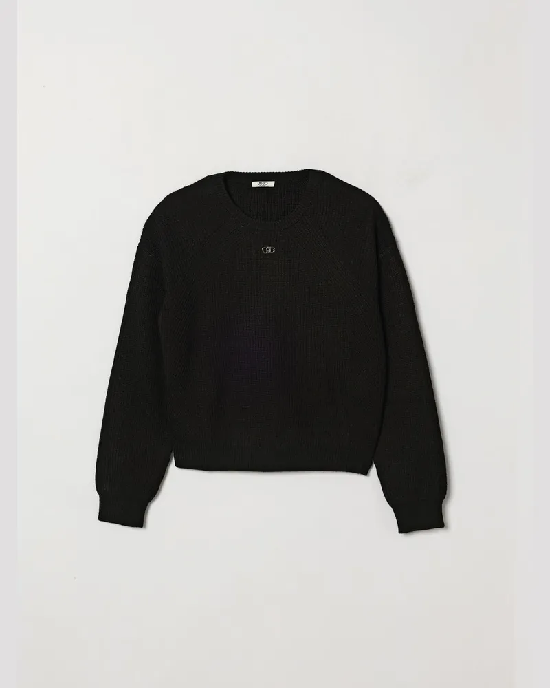 Liu Jo Wollmisch-Pullover mit Rundhalsausschnitt von für Mädchen mit metallischem Logo Schwarz