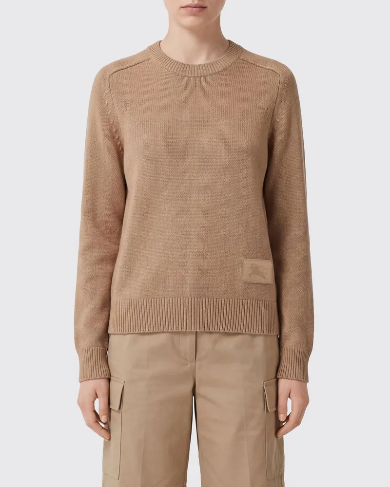 Burberry Pullover aus reinem Kaschmir mit Rundhalsausschnitt und EKD-Logo Beige