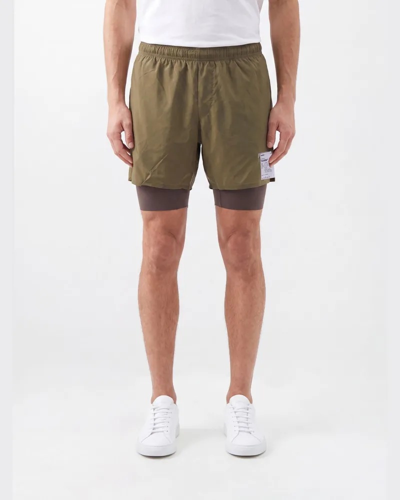 Satisfy Slim-Fit-Laufshorts aus Nylon mit elastischem Bund und Logo Olive