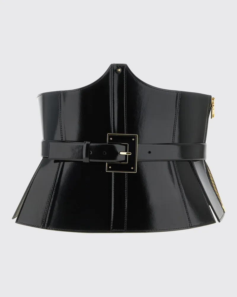 Elisabetta Franchi Klassischer Echtledergürtel für einen eleganten Look Schwarz