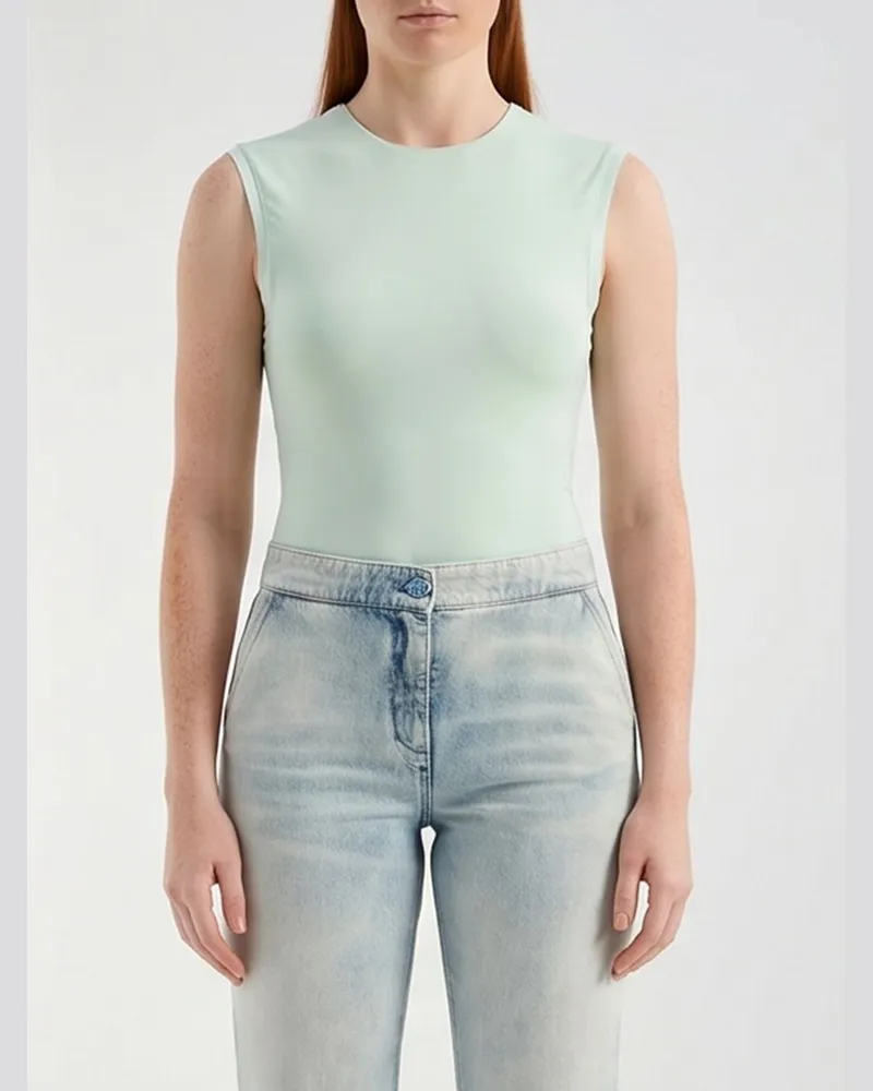 Genny Slim Fit Top aus technischem Stretch-Gewebe mit Rundhalsausschnitt Grün