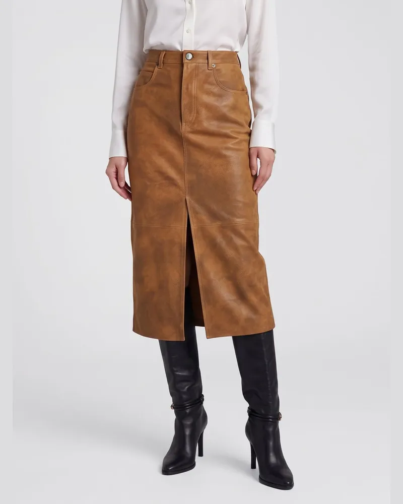 Étoile Isabel Marant Hoch taillierter Midi-Bleistiftrock Bisane von aus Baumwolle Braun