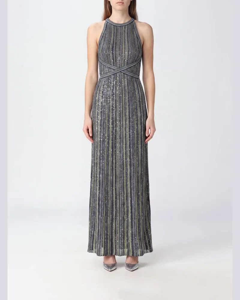 Missoni Langes Abendkleid aus gestreiftem Lurex von mit Neckholder Grün
