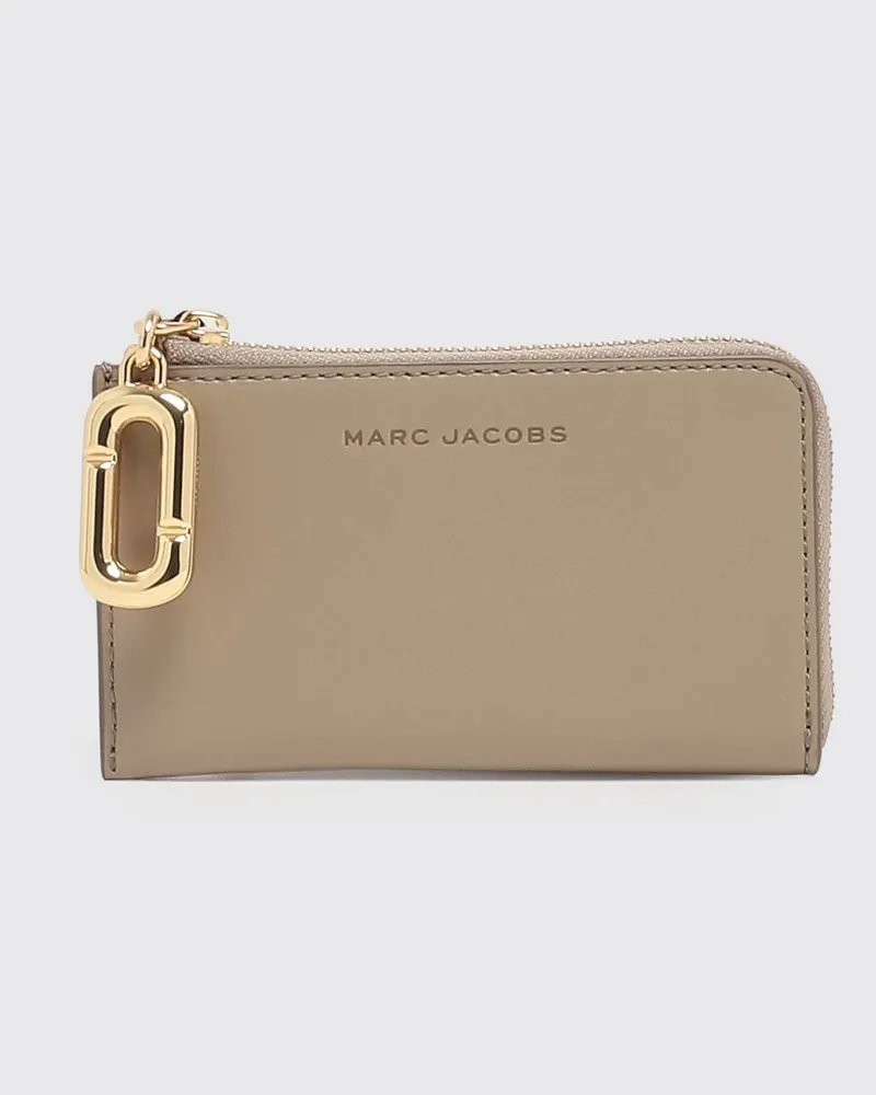 Marc Jacobs Kartenetui aus Leder mit Reißverschluss und vier Kartenfächern Grau