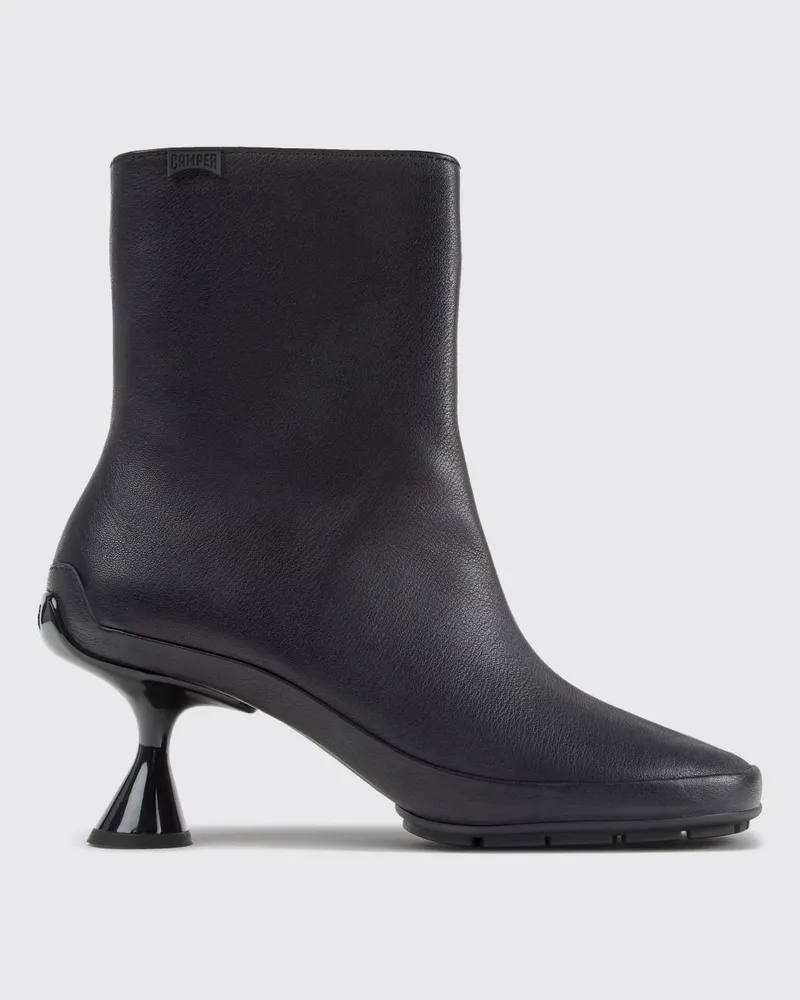 Camper Right Left Stiefeletten aus Kalbsleder mit Spulenabsatz und seitlichem Reißverschluss Schwarz