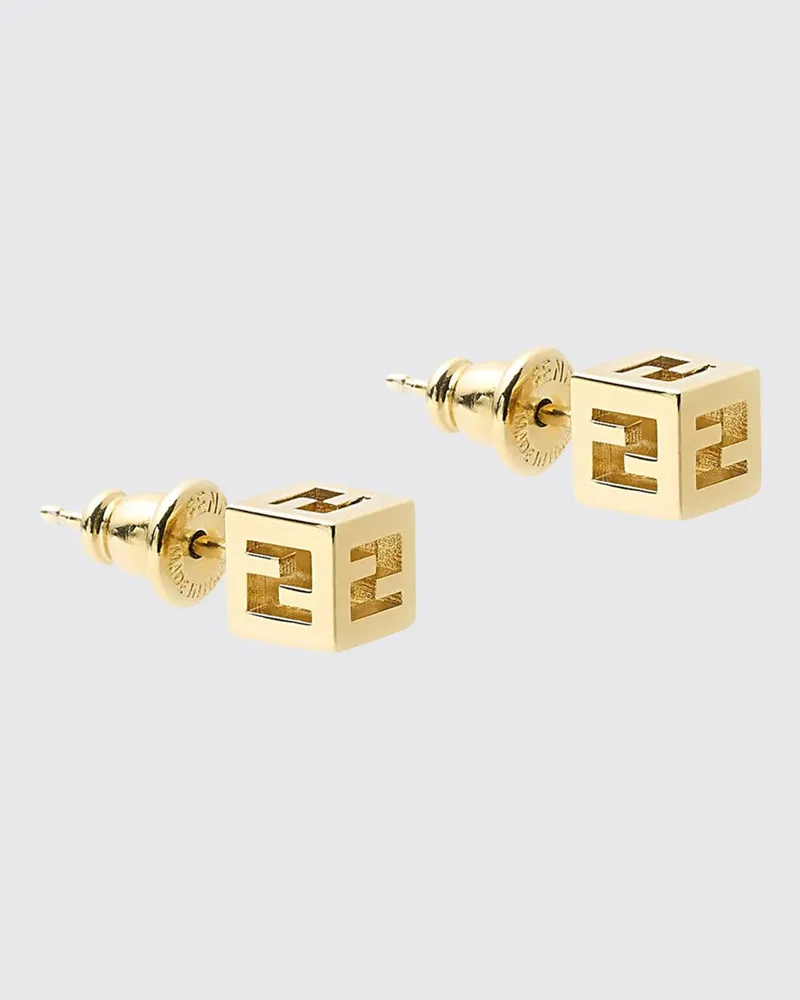 Fendi Quadratische Ohrstecker aus Messing mit FF-Monogramm Gold