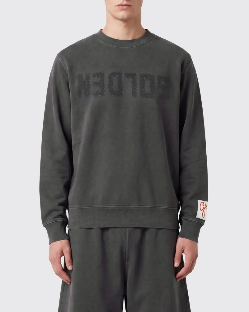 Golden Goose Baumwoll-Sweatshirt mit Rundhals und Kontrast-Logo Charcoal