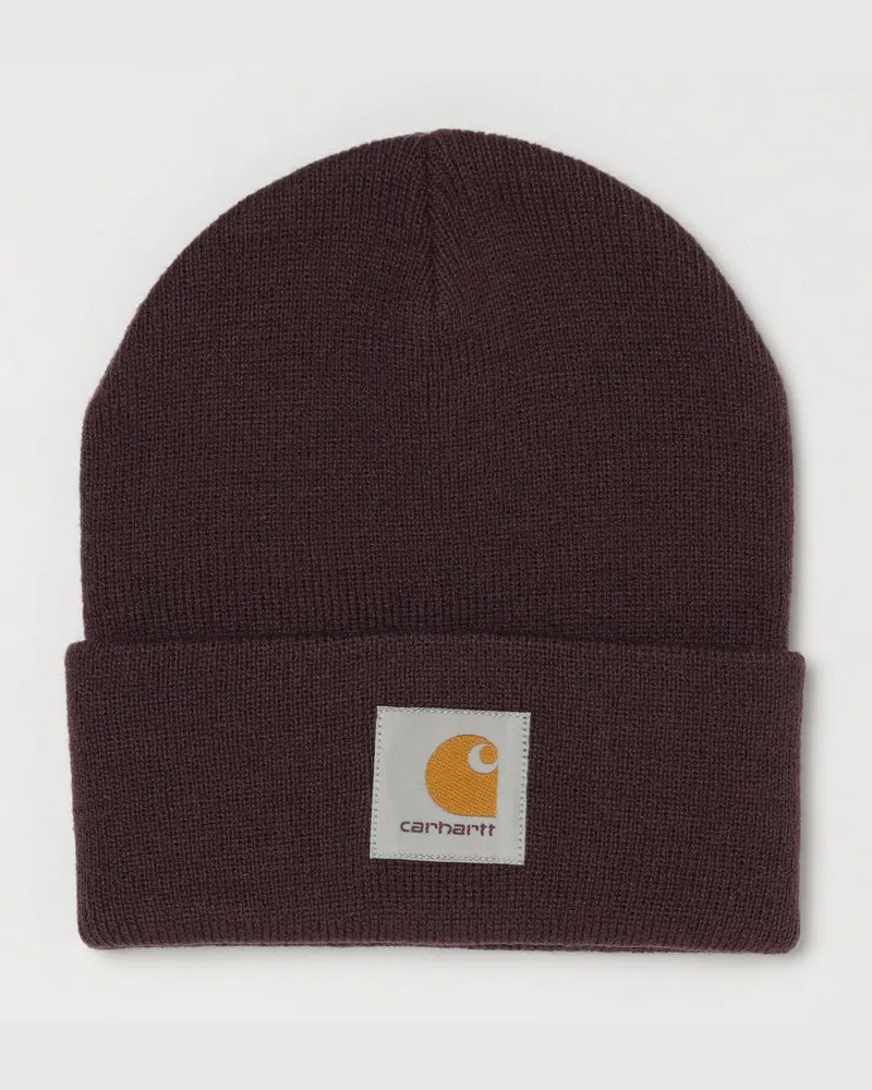 Carhartt WIP Acryl-Beanie-Mütze mit Umschlag und gesticktem Logo Violett