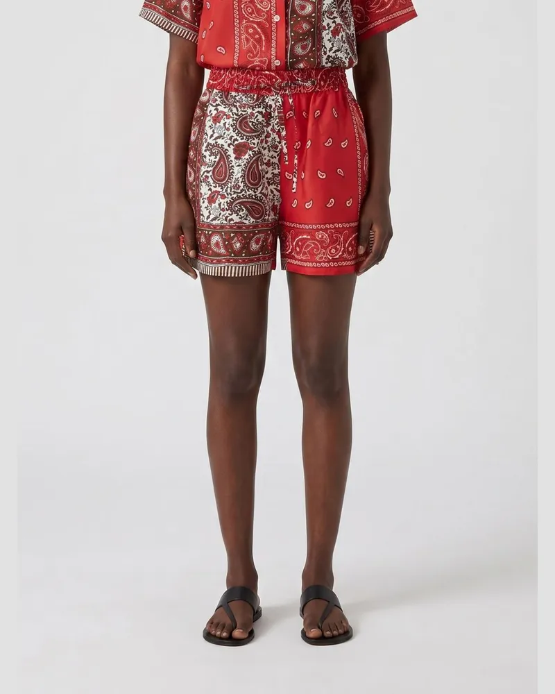 P.A.R.O.S.H. Seidenshorts P.A.R.O H. mit Bandana-Print und elastischem Bund Rot