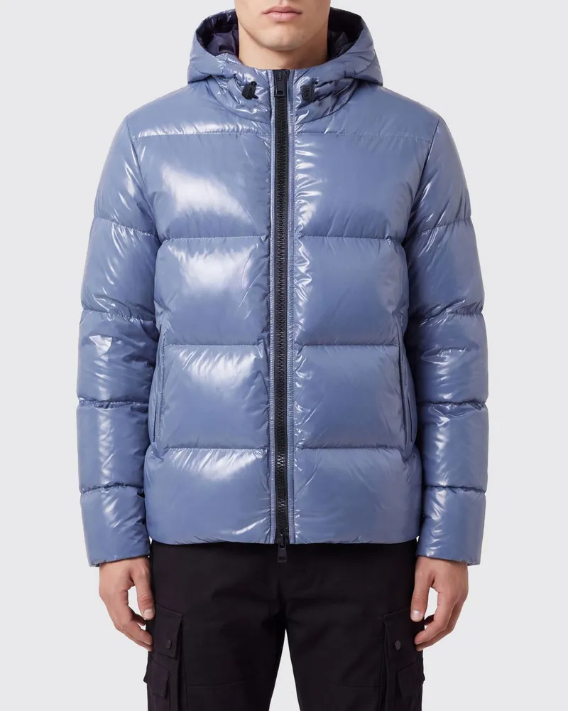 Herno Kurze Stepp-Daunenjacke aus Nylon mit Kapuze und Reißverschluss Grau