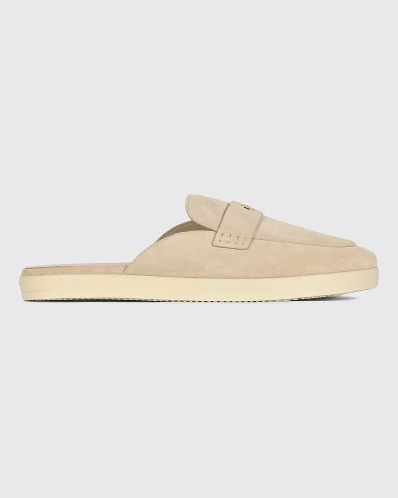 Tory Burch Mules aus Veloursleder mit Double T-Logo und niedrigem Absatz von Ivory