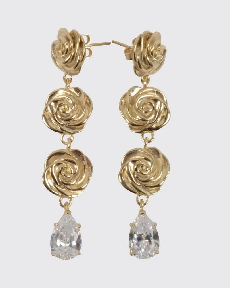 Magda Butrym Blumenförmige Hängeohrringe von aus plattiertem Messing mit Kristallen Gold