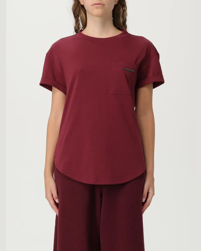 Brunello Cucinelli T-shirt damen Weinrot